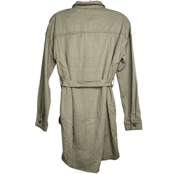 Idem ditto Utility Button Front Belted Mini Shirt Dress in Sage Size Small - Picture 8 of 10